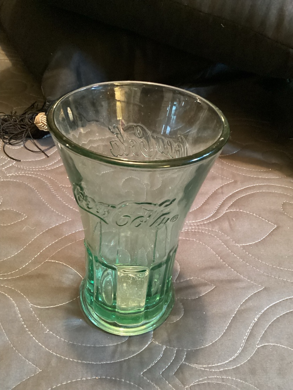 Vintage Georgia green style heavy Coca  Cola drinking glasses by Libbeys